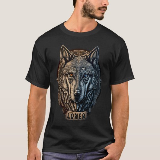 T-shirt Lone Wolf Moon Howling Wolf Pack Head Wolves Howli (Devant)