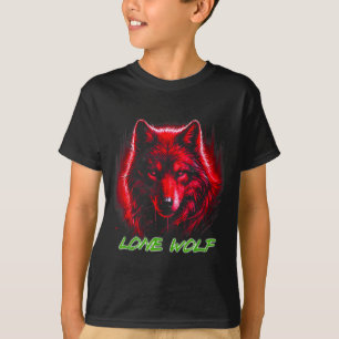 T-shirt Lone Wolf Visage Rouge Hurle Chemise Sur Cadeaux D