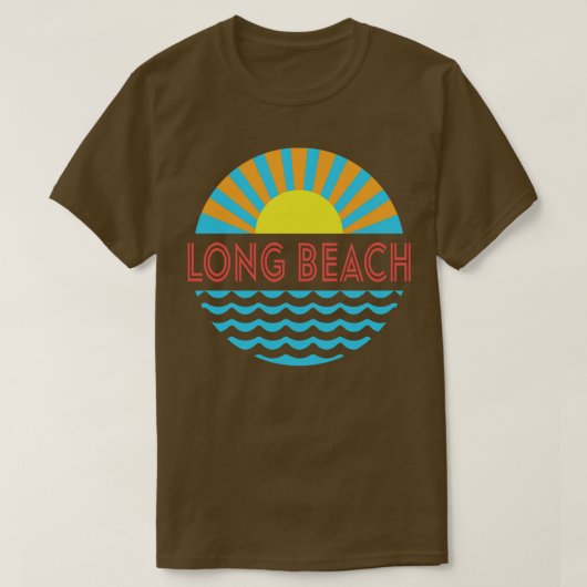 T-shirt Long Beach Sun Et Vagues (Design devant)