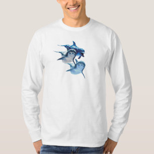 T-shirt long dauphin en forme de fond
