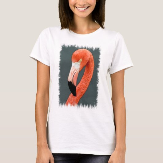 T-shirt long Flamant rose brillant (Devant)