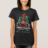 T-shirt Long Haired Dachshund Christmas Dog Truck Plaid Fu (Devant)