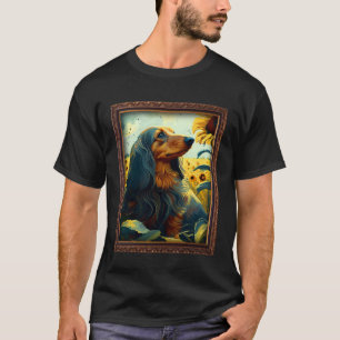 T-shirt Long Haired Dachshund Doxie Peinture Flo de tourne