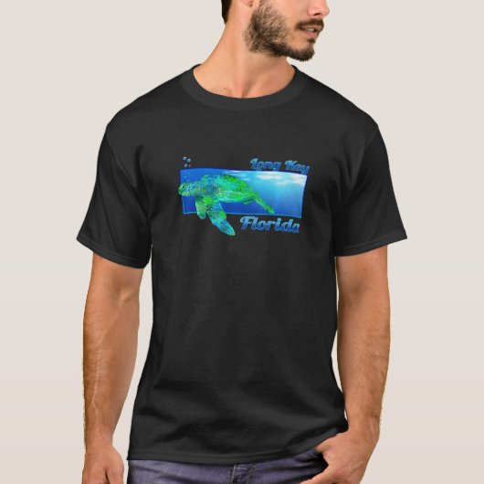 T-shirt Long Key Florida nage Tortue de mer (Devant)