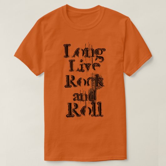 T-shirt Long Live Rock Et Roulez Le Texte De Grunge Noir (Design devant)