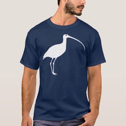 T-shirt Long oiseau affiché blanc de courlis cendré (Devant)