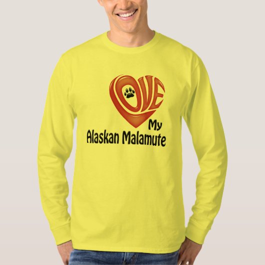 T-Shirt Long-sleeve Mannen: Love My Alaskan Malamu (Voorkant)