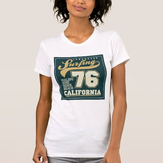 T-shirt Longboard surfant | la Californie 76 (Devant)