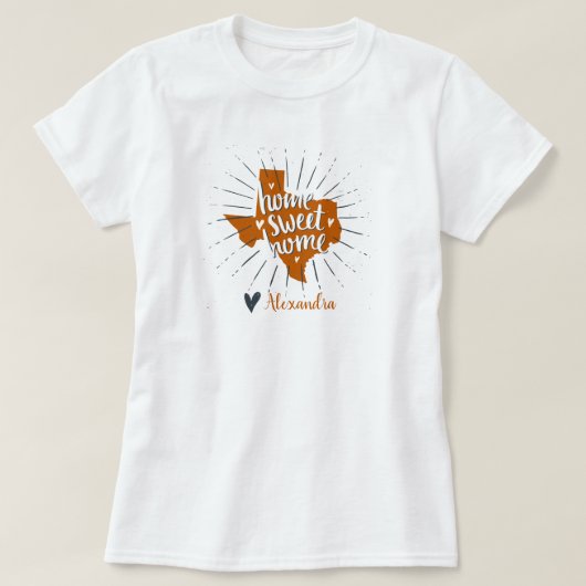 T-shirt Longhorn Burnt Orange Home Sweet Home - Texas (Design devant)