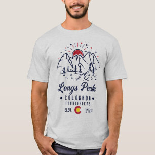 T-shirt Longs Peak Colorado 14ers Montagnes Minimaliste
