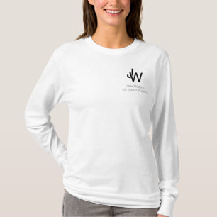 T-shirt Longsleeve blanc de base T du logo des femmes de