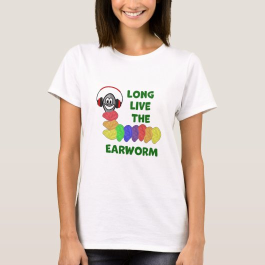 T-shirt LONGTEMPS VIVRE L'EARWORM avec les oreilles arc-en (Devant)