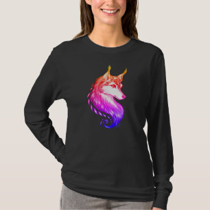T-shirt Longue chemise de douille de loup tiré par la mai
