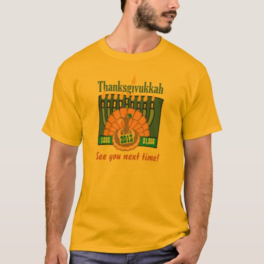 T-shirt Longue chemise de douille de Thanksgivukkah (Devant)