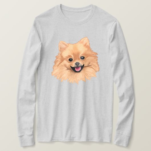 T-shirt Longue douille de Pomeranian (Design devant)