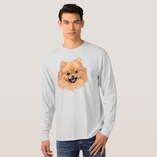 T-shirt Longue douille de Pomeranian (Devant entier)