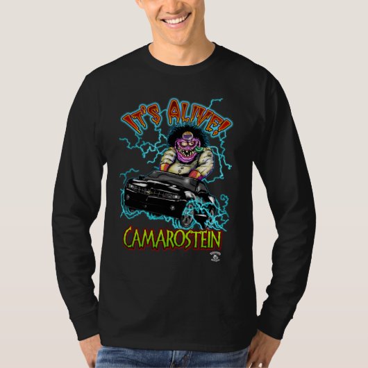 T-shirt Longue douille de RS noir de Chevy Camaro (Devant)