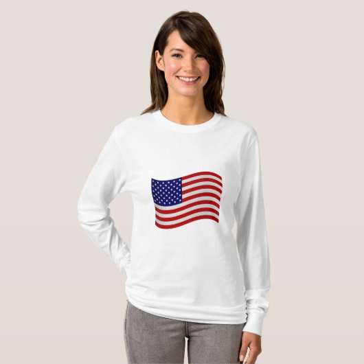 T-shirt Longue pièce en t de drapeau des Etats-Unis de la (Devant entier)