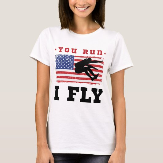 T-shirt Longue Sauter Drapeau Américain Vous Exécutez Je V (Devant)