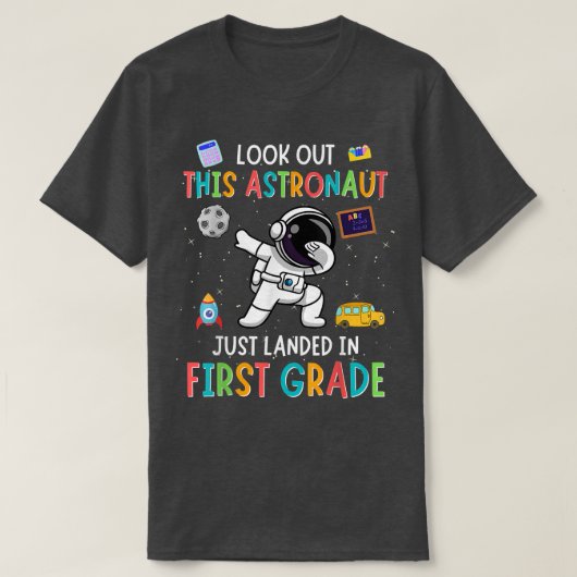 T-shirt Look Out First Grade Dabbing Astronaut Kids Back T (Design devant)