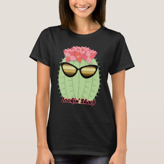 T-shirt Lookin' Sharp Blooming Cactus with Sunglasses (Devant)