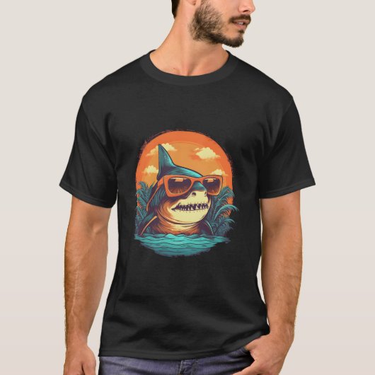 T-shirt Looking Shark With Sunglasses (Devant)