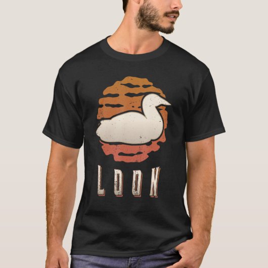 T-shirt Loon Vintage Retro Classic Animal Sunset (Devant)