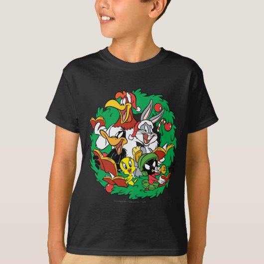 T-shirt LOONEY TUNES™ Group Christmas Wreath (Devant)
