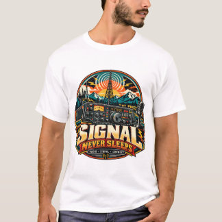 T-shirt L'opérateur radioamateur Signal Ne Dort Jamais Ant