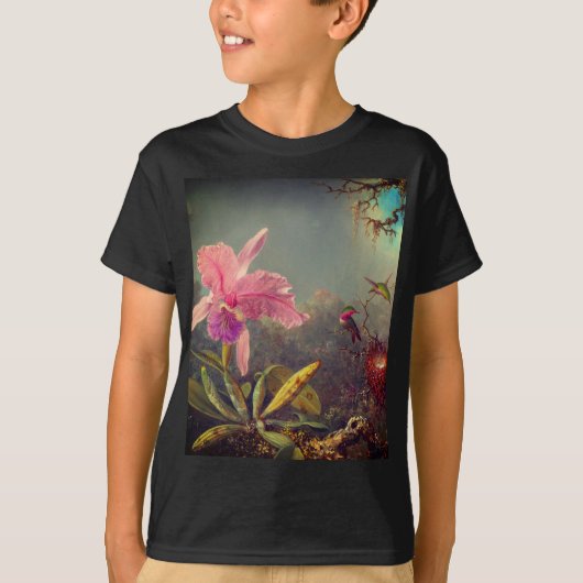 T-shirt L'orchidée de Cattleya et trois colibris Heade (Devant)