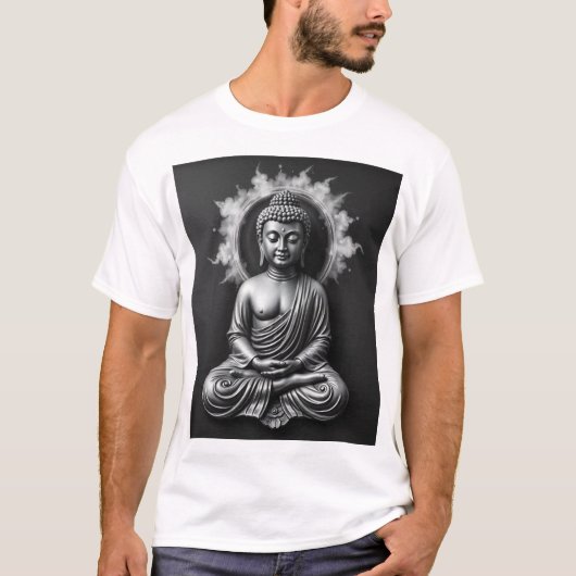 T-shirt Lord Buddha - Serene Charcoal Art Portrait (Devant)