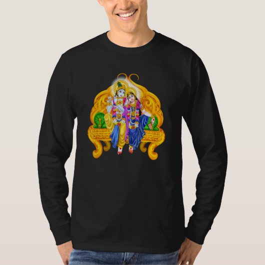 T-shirt Lord Krishna Et Devi Radha Méditation De La Déité (Devant)