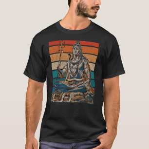 T-shirt Lord Shiva en méditation Shivaratri Vintage Sunset