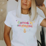 T-shirt LORI Tie Dye Bachelorette mariée rasée et engagée<br><div class="desc">Ce t-shirt bachelorette ébloui et engagé est doté d'un teint à cravate à thème super les années 70 et d'une police de bulle rétro. Commandez l'option blanche "éblouie et fiancée" pour la future mariée et les chemises coordonnées "boozed and confused" pour votre groupe de célibataires.</div>