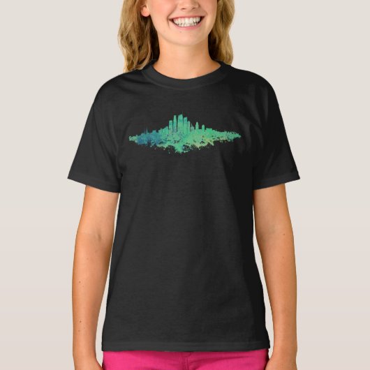 T-shirt Los Angeles City Skyline - Mint Green (Devant)