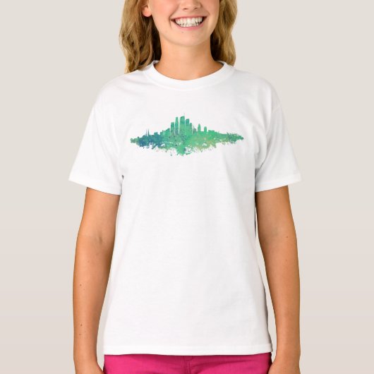 T-shirt Los Angeles City Skyline - Mint Green (Devant)
