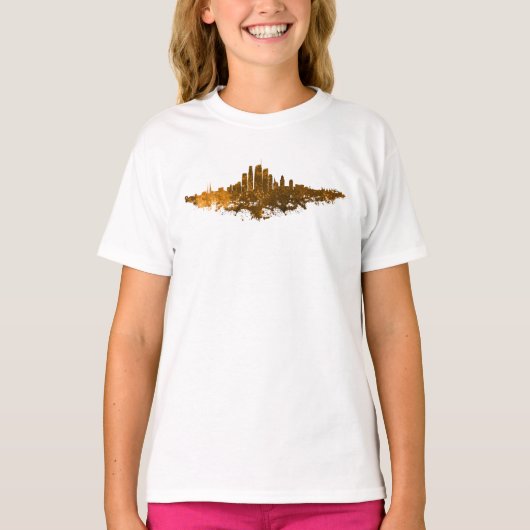 T-shirt Los Angeles City Skyline - Orange (Devant)