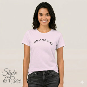 T-shirt Los Angeles Text Mark Rose Pâle Confortable