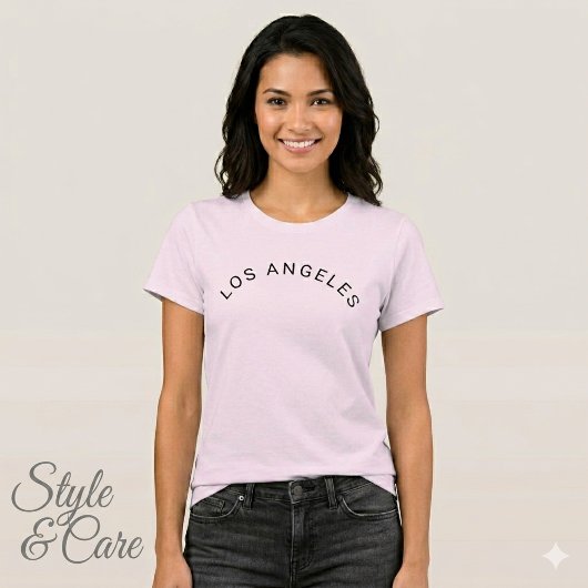 T-shirt Los Angeles Text Mark Rose Pâle Confortable
