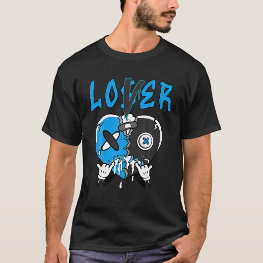 T-shirt Loser Lover Drip Heart Black University Blue 13s M (Devant)