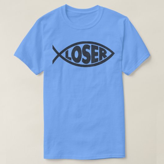 T-shirt Loser Slacker 90s Jésus poisson Noir (Design devant)
