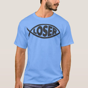 T-shirt Loser Slacker 90s Jésus poisson Noir