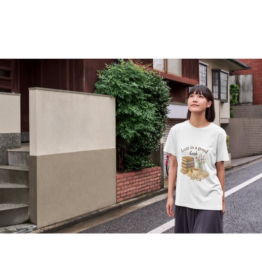 T-shirt Lost in a Good Book – Cozy Reading Lover Watercolo