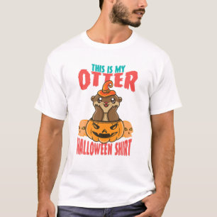 T-shirt Lot d'illustration amusant Citrouille de loutres d