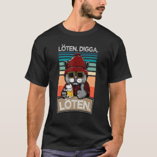 T-shirt Loten Digga Lotter Chat Boit Bière Rétro Vintage