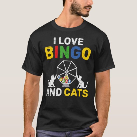 T-shirt Lotto Jeu Chat Propriétaire Animaux Chat Bingo Lin (Devant)