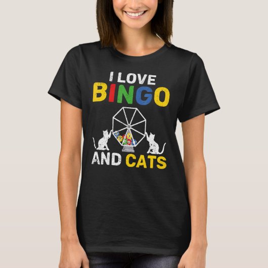 T-shirt Lotto Jeu Chat Propriétaire Animaux Chat Bingo Lin (Devant)