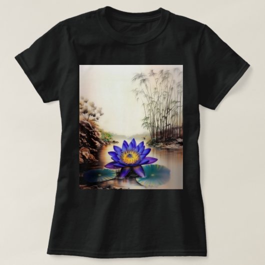 T-shirt Lotus bleu émergeant des eaux boueuses (Vietnamien (Design devant)