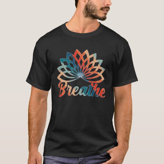 T-shirt Lotus Fleur Yoga Breathe Méditation Paix Amour W (Devant)