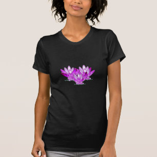T-shirt Lotus fleurit rose sur le vert de mer arrière - pl